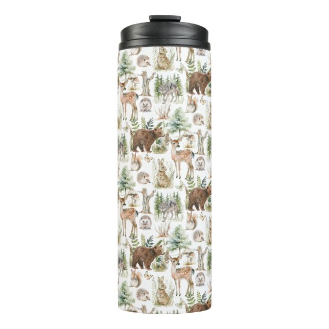 Watercolor Cute Forest Animals Thermal Tumbler (Front)