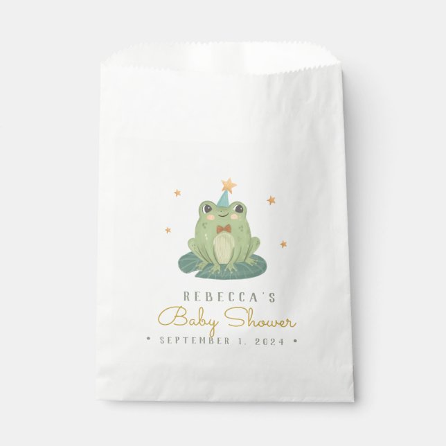 Watercolor Cute Frog Baby Shower Favour Bag (Front)
