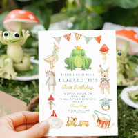 Watercolor Cute Frog Toys Cottage First Birthday
