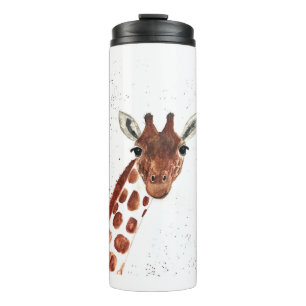 Watercolor Cute Giraffe animal Safari Jungle Thermal Tumbler