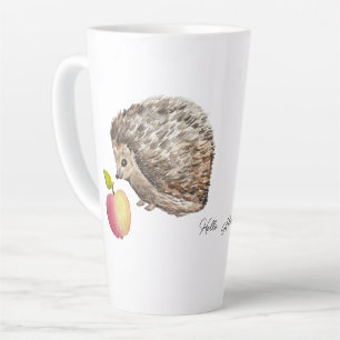 Watercolor cute hedgehog and apple latte mug