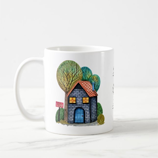 Watercolor Cute Home Sweet Home Art Coffee Mug (Left)