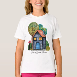 Watercolor Cute Home Sweet Home Art T-Shirt