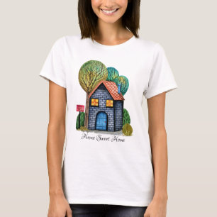 Watercolor Cute Home Sweet Home Art T-Shirt