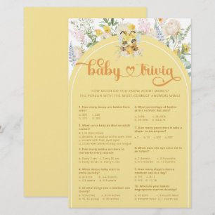 Watercolor Cute Honey Bee Baby Trivia Game