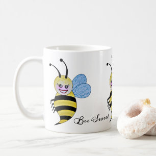Watercolor Cute Honey Bee With Happy Smile Coffee Mug