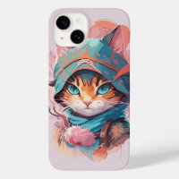 Watercolor Cute Hooded Ninja Cat