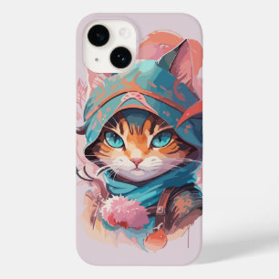 Watercolor Cute Hooded Ninja Cat Case-Mate iPhone 14 Case