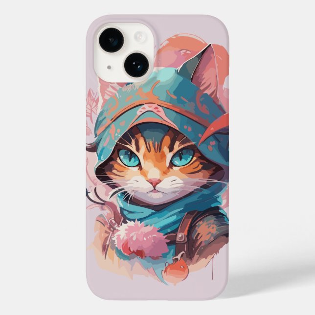 Watercolor Cute Hooded Ninja Cat Case-Mate iPhone Case (Back)