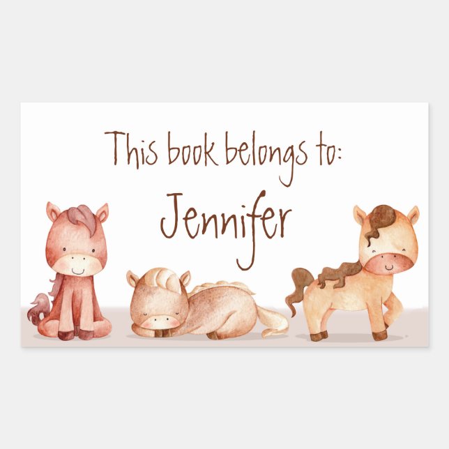 Watercolor Cute Horses Cartoon Art Sticker (Front)