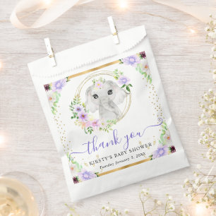 Watercolor Cute Jungle Elephant Floral Baby Shower Favour Bag