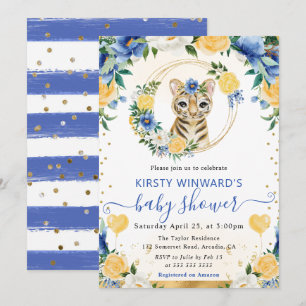 Watercolor Cute Jungle Tiger Baby Shower Invitation