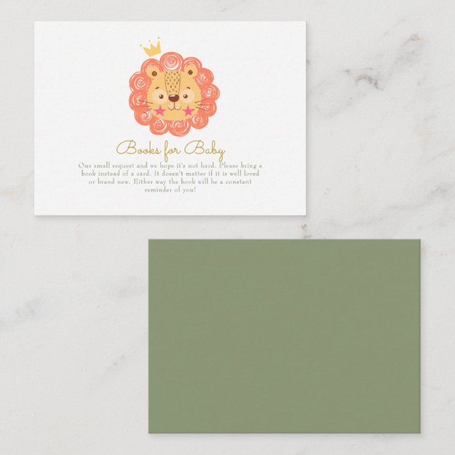 Watercolor cute lion Books for Baby Enclosure Card (Front/Back)