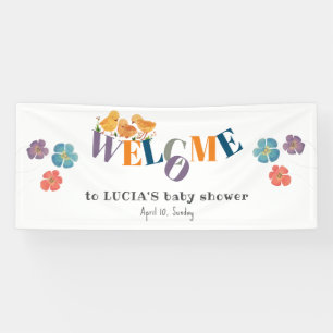Watercolor Cute Little Chicken Baby Shower Welcome Banner
