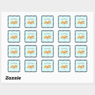 Watercolor Cute Little Chicken Family Baby Shower Square Sticker
