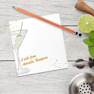 Watercolor Cute Martini Cocktails Personalized Notepad