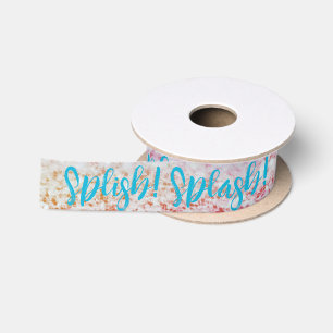 Watercolor Cute Mermaid Birthday Modern Trendy Satin Ribbon