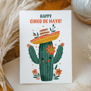 Watercolor Cute Mexican Cactus Happy Cinco de Mayo Postcard