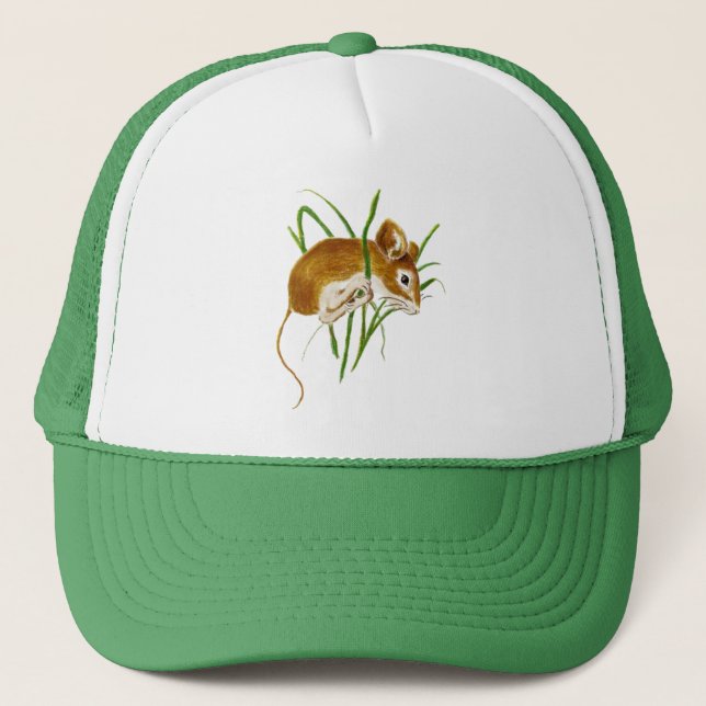 Watercolor Cute Mouse Mice Wildlife Nature Trucker Hat (Front)