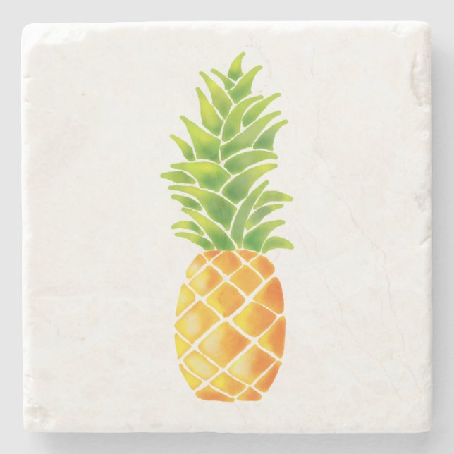 Watercolor Cute Orange Pineapple Stone Coaster (Front)