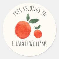 Watercolor Cute Oranges Personalized School 