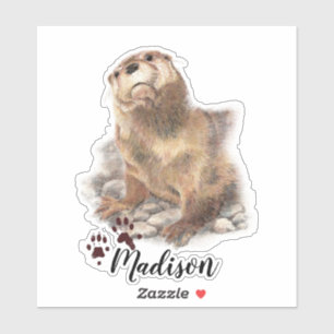 Watercolor Cute Otter Animal Custom Name