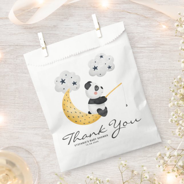 Watercolor Cute Panda Twinkle Twinkle Baby Shower Favour Bag (Clipped)