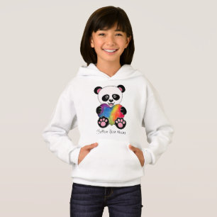 Watercolor Cute Panda With Rainbow Heart