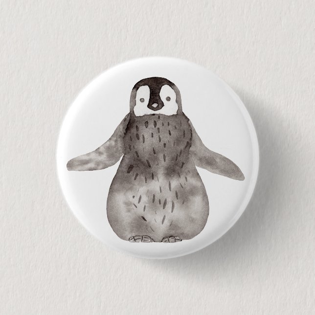 Watercolor Cute Penguin    1 Inch Round Button (Front)