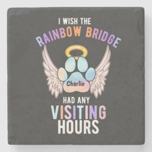 Watercolor Cute Pet Paw Dog Cat Memorial Wings Stone Coaster