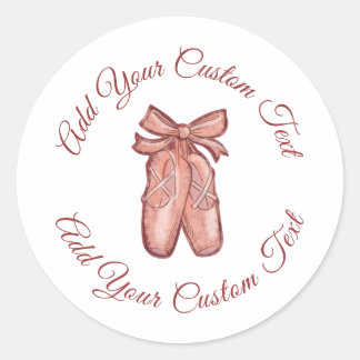 Watercolor Cute Pink Ballet Shoes Personalized Classic Round Sticker