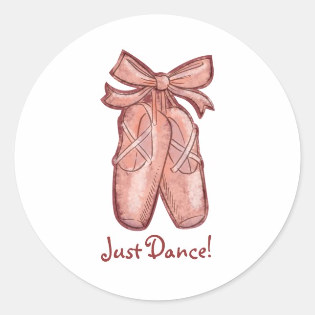 Watercolor Cute Pink Ballet Shoes Personalized Classic Round Sticker (Front)