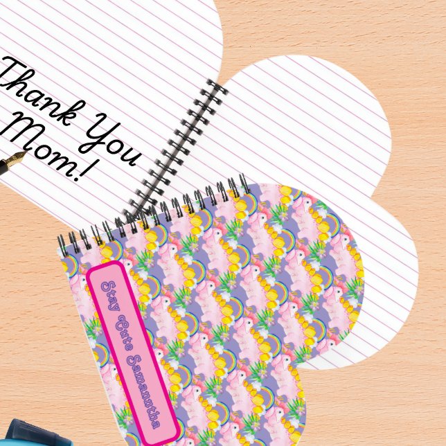 Watercolor Cute Pink Dinosaur with Bow  Notebook (Creator Uploaded)