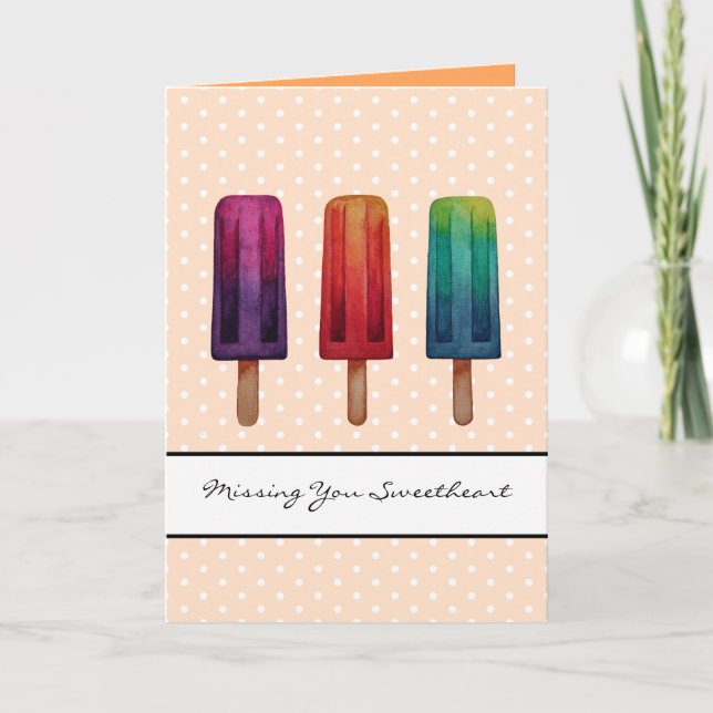 Watercolor Cute Popsicle Ice Creams Card (Front)