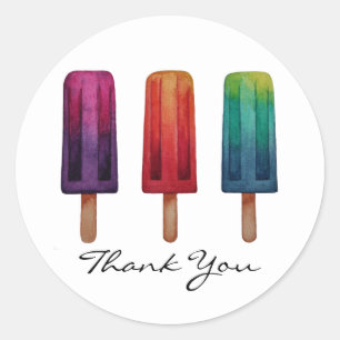 Watercolor Cute Popsicle Ice Creams Classic Round Sticker
