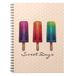 Watercolor Cute Popsicle Ice Creams Notebook