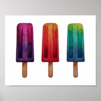 Watercolor Cute Popsicle Ice Creams