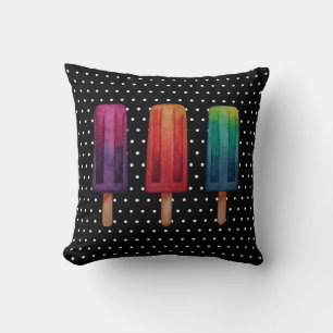 Watercolor Cute Popsicle Ice Creams Throw Pillow