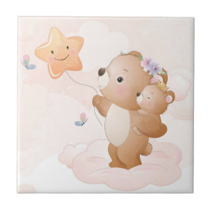 Watercolor Cute Rainbow Mouse Animal Art Ceramic T Tile