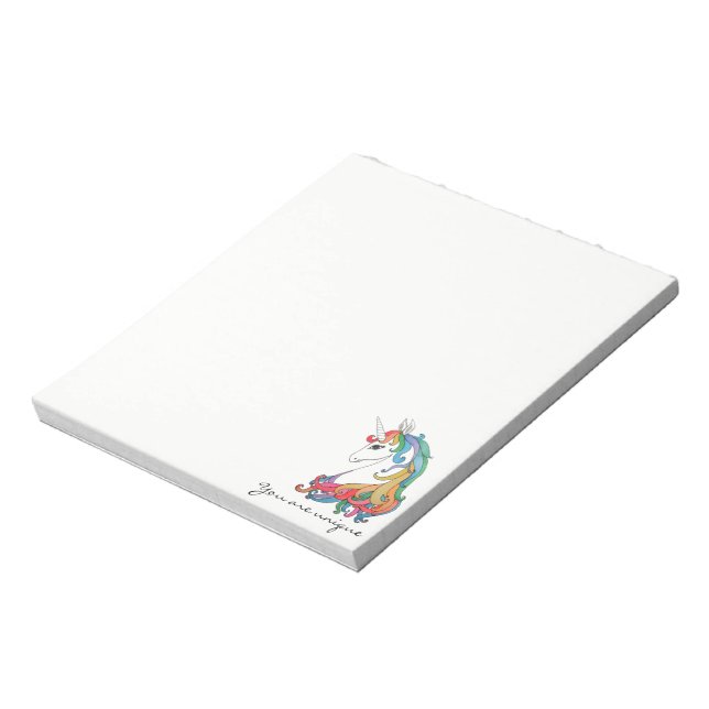 Watercolor cute rainbow unicorn notepad (Rotated)