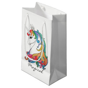 Watercolor cute rainbow unicorn small gift bag