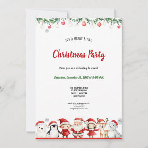 watercolor cute red and green christmas party  invitation