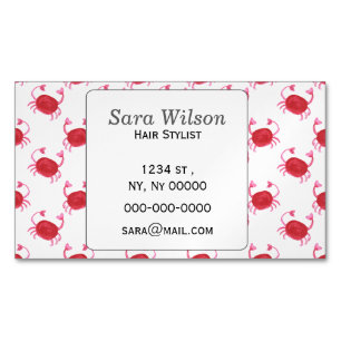 watercolor cute red crabs beach design 	Magnetic business card
