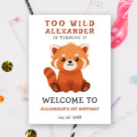 Watercolor Cute Red Panda 1st Birthday 
