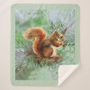 Watercolor Cute Red Squirrel Wildlife Animal Art Sherpa Blanket