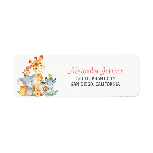 Watercolor Cute Safari Jungle Animals Boy (Front)