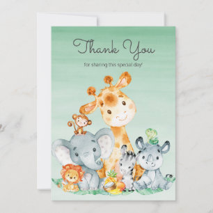 Watercolor Cute Safari Jungle Animals Thank You