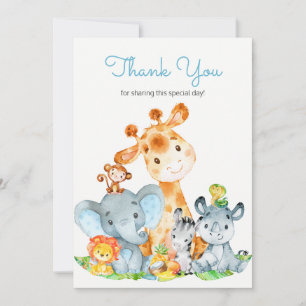 Watercolor Cute Safari Jungle Animals Thank You