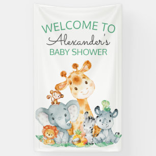 Watercolor Cute Safari Jungle Baby Shower Banner