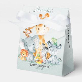 Watercolor Cute Safari Jungle Girl Baby Shower Favor Box